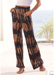 Jerseyhose Buffalo, Damen, Gr. 46, N-Gr, blau (marine, bedruckt), Jersey, Obermaterial: 100% Viskose, bedruckt, figurumspielend lang, Hosen Jerseyhose, mit Alloverdruck und elastischem Bund, Sommerhose, Topseller