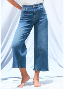 7/8-Jeans Lascana, Damen, Gr. 46, N-Gr, blau washed, Denim/Jeans, Obermaterial: 98% Baumwolle, 2% Elasthan, unifarben, figurumspielend kn&ouml;chelfrei, Jeans 7/8-Jeans, aus Baumwoll-Denim, Straight-Leg, Topseller