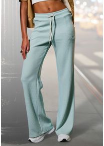 Loungepants French Connection, Damen, Gr. 44/46, N-Gr, gr&uuml;n (mint), Obermaterial: 78% Polyester, 19% Viskose, 3% Elasthan, unifarben, bequem lang, Hosen Loungepants, in gerippter Strickoptik