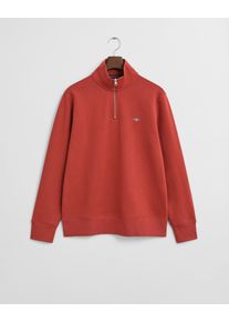 Sweatshirt Gant "REG SHIELD HALF ZIP SWEAT", Herren, Gr. L, modern rust, Sweatware, Obermaterial: 87% Baumwolle, 13% Polyester, regular fit h&uuml;ftlang, hoch geschlossener Ausschnitt, elastischer Bund, Sweatshirts Sweatshirt, mit Logostickerei auf der Brust