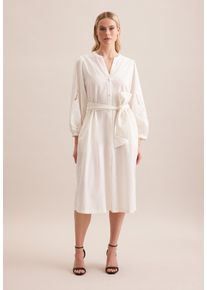 Sommerkleid Seidensticker "Schwarze Rose", Damen, Gr. M38, Normalgr&ouml;&szlig;en, beige (ecru), 65% Baumwolle, 35% Leinen, unifarben, regular fit, Rundhals, Kleider Sommerkleid, 7/8 Rundhals Uni