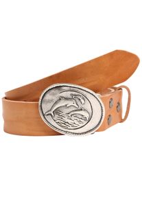 Lederg&uuml;rtel RETTUNGSRING G&Uuml;RTEL, Damen, Gr. 100, braun (cognac), Leder, unifarben, G&uuml;rtel Lederg&uuml;rtel, mit austauschbarer Schlie&szlig;e &raquo;Delfinfamilie Oval Silber&laquo;