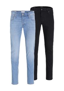 Jack & Jones Slim-fit-Jeans JACK & JONES "JJIGLENN JJORIGINAL SQ 356/330 2 PK MP", Herren, Gr. 36, L&auml;nge 32, blau denim pack:schwarz denim, Denim/Jeans, Obermaterial: 76% Baumwolle, 22% Polyester, 2% Elasthan, Abriebeffekte, slim fit, Jeans Slim-fit-Jeans, Topseller