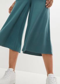Culotte bonprix, Damen, Gr. 44/46 (L), N-Gr, gr&uuml;n (graugr&uuml;n), Obermaterial: 64% Polyester, 32% Viskose, 4% Elasthan, loose fit, Hosen Culotte, mit breitem Komfortbund, lockere Passform, extraweite Beine