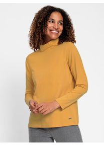 Rollkragenshirt Casual Looks "Rollkragen-Shirt", Damen, Gr. 44, gelb (ocker), 95% Baumwolle, 5% Elasthan, unifarben, Shirts Rollkragenshirt