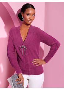 CR&Eacute;ATION L Cardigan CREATION L, Damen, Gr. 52, lila (erika), 75% Polyamid, 15% Viskose, 10% Polyester, unifarben, Strickjacken Cardigan