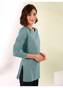 Langarmshirt Classic Basics "Longshirt", Damen, Gr. 44, gr&uuml;n (jade), 100% Baumwolle, unifarben, Rundhals, Shirts Langarmshirt