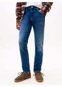 Gerade Jeans Tommy Jeans "Scanton Slim", Herren, Gr. 38, L&auml;nge 34, blau (denim schwarz), Denim/Jeans, Obermaterial: 98% Baumwolle, 2% Elasthan, slim fit lang, Jeans Gerade Jeans, Mit Markenlabel aus Leder hinten