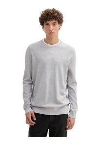 Strickpullover Tom Tailor Denim, Herren, Gr. M, grau (light stone grau melange), Strick, Obermaterial: 100% Baumwolle, meliert, unifarben, bequem h&uuml;ftbedeckend, Rundhals, B&uuml;ndchen, Pullover Strickpullover, in 2-in-1-Look