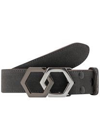 Lederg&uuml;rtel RETTUNGSRING G&Uuml;RTEL, Damen, Gr. 120, schwarz, Leder, unifarben, G&uuml;rtel Lederg&uuml;rtel, mit austauschbarer Schlie&szlig;e &raquo;Eckiges Doppel Silber/Schwarz&laquo;