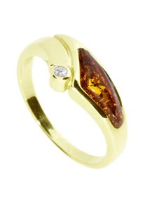 Fingerring OSTSEE-SCHMUCK "- Agneta - Gold 585/000 - Bernstein/Brillant" Gr. 54, gold (gold 585, goldfarben, gelb), Fingerringe, Damen, 54, Fingerring