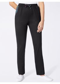 Jerseyhose Classic Basics, Damen, Gr. 46, Normalgr&ouml;&szlig;en, schwarz, 100% Baumwolle, gemustert, mehrfarbig, unifarben, lang, Hosen Jerseyhose