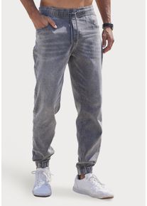 Jogger Pants John Devin "Jogg Pants", Herren, Gr. XXL (60/62), N-Gr, grau (grau, denim), Jeans, Obermaterial: 65% Baumwolle, 33% Polyester, 2% Elasthan, unifarben, bequem lang, Hosen Jogger Pants, Joggpants mit elastischem Bund aus weicher Stretch-Qualit&auml;t, Topseller