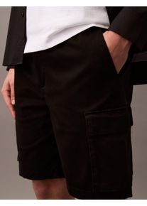 Cargoshorts Calvin Klein Jeans "9" COTTON PULL ON CARGO SHORT", Herren, Gr. XL, N-Gr, schwarz, Web, Obermaterial: 97% Baumwolle, 3% Elasthan, unifarben, straight fit kurz, Hosen Cargoshorts, Mit G&uuml;rtelschlaufen