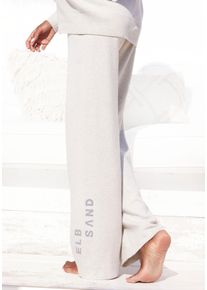 Strickhose ELBSAND, Damen, Gr. 44/46, N-Gr, grau (hellgrau), Obermaterial: 50% Viskose, 28% Polyester, 22% Nylon, meliert, unifarben, l&auml;ssig geschnitten lang, Hosen Strickhose, mit weitem Bein und eingestricktem Logo, Loungewear, Topseller