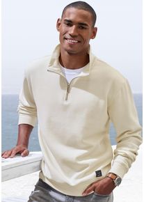 Sweatshirt John Devin, Herren, Gr. M (48/50), beige (creme), angeraute Sweatware, Obermaterial: 60% Baumwolle, 40% Polyester, unifarben, regular fit normal, Rundhals, angesetztes B&uuml;ndchen, Sweatshirts Sweatshirt, Langarm, Pullover mit Rei&szlig;verschluss am Stehkragen