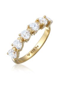 Silberring Elli "Ring Herz Zirkonia Wei&szlig; 925 Sterling Silber" Gr. 56, gold, Fingerringe, Damen, 56, Silber 925 (Sterlingsilber), Silberring