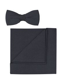 Fliege OLYMP, Herren, grau (mittelgrau), Web, Seide, Fliegen Fliege, Set mit Einstecktuch