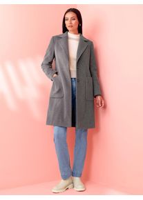 Wollmantel Heine, Damen, Gr. 50, grau, 80% Wolle, 20% Polyamid, unifarben, unifarben mit Farbeinsatz, unifarben mit Farbeins&auml;tzen, M&auml;ntel Wollmantel