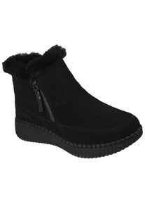 Winterboots Skechers "WILSHIRE BLVD-FRESH ZIP", Damen, Gr. 37, schwarz, uni, Veloursleder, Schuhe Winterboots, Boots mit Rei&szlig;verschluss