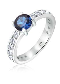 Silberring Elli "Ring Solit&auml;r Saphir Zirkonia 925 Sterling Silber" Gr. 52, blau, Fingerringe, Damen, 52, Silber 925 (Sterlingsilber), Silberring