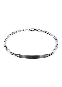 Armkette Kuzzoi "Armband Herren ID Platte Figaro Klassisch 925 Silber" Gr. 190, schwarz, Armb&auml;nder, Herren, 190, Silber 925 (Sterlingsilber), Armkette
