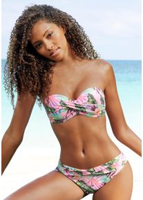 B&uuml;gel-Bandeau-Bikini-Top s.Oliver "Azalea", Damen, Gr. 36, Cup D, rosa (rose, bedruckt), Microfaser, Microfaser, Recycling-Polyamid, floral, Bikini-Oberteile B&uuml;gel-Bandeau-Bikini-Top, im tropischen Druck