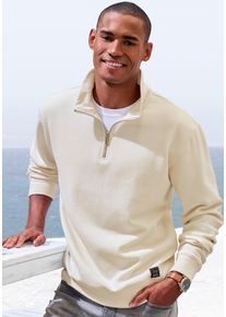 Sweatshirt John Devin, Herren, Gr. 3XL (64/66), beige (creme), angeraute Sweatware, Obermaterial: 60% Baumwolle, 40% Polyester, unifarben, regular fit normal, Rundhals, angesetztes B&uuml;ndchen, Sweatshirts Sweatshirt, Langarm, Pullover mit Rei&szlig;verschluss am Stehkragen