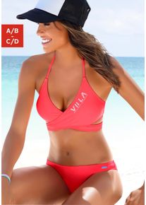 Triangel-Bikini Venice Beach, Damen, Gr. 40, Cup A/B, rot (coral), Polyamid, unifarben, Bikini-Sets Triangel-Bikini, mit Top zum Wickeln