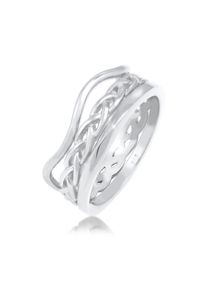 Ring-Set Elli "Ring Ringset Trend Welle Zopf Gedreht Style 925 Silber" Gr. 52, silber, Fingerringe, Damen, 52, ohne Stein, Silber 925 (Sterlingsilber), 3mm, Ring-Set