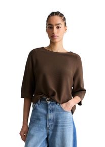 Marc O'Polo Rundhalspullover MARC O'POLO DENIM, Damen, Gr. M, hazelnut braun, Obermaterial: 100% Baumwolle, normal, Rundhals, B&uuml;ndchen, Pullover Rundhalspullover, 3/4 Arm, locker geschnitten