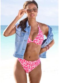 B&uuml;gel-Bikini-Top Vivance "Leni", Damen, Gr. 44, Cup C, wei&szlig; (neonpink, wei&szlig;), Microfaser, bedruckt, floral, Bikini-Oberteile B&uuml;gel-Bikini-Top, mit gelaserter Wellenkante