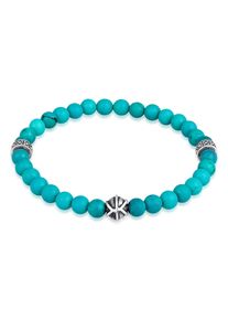 Armkette Kuzzoi "Armband Herren Perlenarmband Howlith T&uuml;rkis 925er Silber" Gr. 230, blau (t&uuml;rkis), Armb&auml;nder, Herren, 230, Silber 925 (Sterlingsilber), Armkette