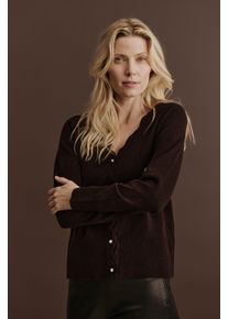 Cardigan rosemunde "Laica lace cardigan", Damen, Gr. XS, schwarz, Strick, Obermaterial: 70% Wolle, 30% Kaschmir, unifarben, figurbetont h&uuml;ftlang, V-Ausschnitt, Strickjacken Cardigan, mit V-Ausschnitt und Spitzenkante, langen &Auml;rmeln, Kaschmiranteil