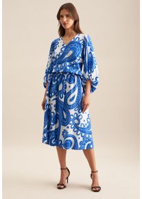 Midirock Seidensticker "Schwarze Rose", Damen, Gr. 38, blau, 65% Baumwolle, 35% Leinen, Paisley, normal, R&ouml;cke Midirock