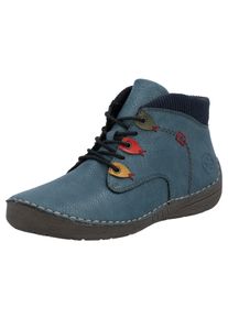 Schn&uuml;rboots Rieker, Damen, Gr. 41, royalblau, dunkelblau, Lederimitat, Textil, kontrastfarbene Details, Basic, Schuhe Schn&uuml;rboots, Stiefelette, Casualboots, High Top Sneaker mit Innenrei&szlig;verschluss
