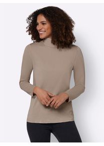 Rollkragenshirt Casual Looks "Rollkragen-Shirt", Damen, Gr. 36, beige (sesam), 95% Baumwolle, 5% Elasthan, unifarben, Shirts Rollkragenshirt