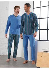 w&auml;schepur Schlafanzug W&Auml;SCHEPUR, Herren, Gr. 44/46, blau (blau, marine), 100% Baumwolle, Homewear-Sets Schlafanzug