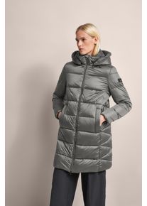 Kurzmantel Bugatti, Damen, Gr. 34, grau (taupe), 60% Polyester, 40% Polyamid, unifarben, loose fit, B&uuml;ndchen, M&auml;ntel Kurzmantel, mit abtrennbarer Kapuze