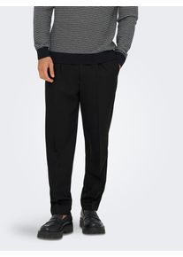 Only & Sons Chinohose ONLY & SONS "ONSMIRO TAILORED TAPERED 0346 PANT FRML", Herren, Gr. L, N-Gr, schwarz, Web, Obermaterial: 63% Polyester, 33% Viskose, 4% Elasthan, unifarben, regular fit lang, Hosen Chinohose