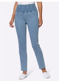 Bequeme Jeans Classic Basics, Damen, Gr. 46, Normalgr&ouml;&szlig;en, blau (blau, bleached), 81% Baumwolle, 17% Polyester, 2% Elasthan, unifarben, lang, Jeans Bequeme Jeans