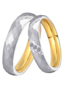 Trauring DOOSTI "Schmuck Geschenk Edelstahl Trauring Ehering Partnerring LIEBE" Gr. 52, gold (edelstahlfarben, gelbgoldfarben), Fingerringe, Damen, 52,mit Zirkonia, Edelstahl, 4mm, Trauring, wahlweise mit oder ohne Zirkonia