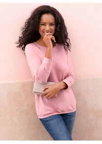 Langarmshirt Casual Looks "Shirt", Damen, Gr. 44, rosa (rosenquarz), 50% Baumwolle, 50% Modal, unifarben, Rundhals, Shirts Langarmshirt