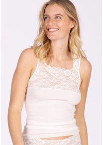 Achselhemd Nina von C. "Fine Cotton", Damen, Gr. 38, N-Gr, wei&szlig;, Obermaterial: 100% Baumwolle. Spitze: 91% Polyamid, 9% Elasthan, unifarben, k&ouml;rpernah, V-Ausschnitt, Unterhemden Achselhemd, weich, atmungsaktiv, bequem, elastisch, eng, mit Spitze, V-Ausschnitt