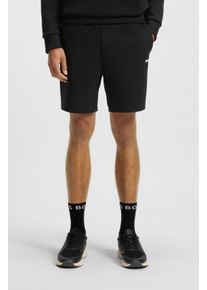 Sweatshorts BOSS Green "Shorts Zone", Herren, Gr. S, N-Gr, schwarz (schwarz001), Sweatware, Obermaterial: 62% Baumwolle, 33% Polyester, 5% Elasthan, unifarben, regular fit kniefrei, Hosen Sweatshorts, mit Streifendetails Sweatpants Freizeithose