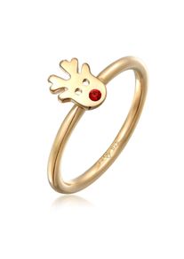 Silberring Elli "Ring Rentier Kristalle Christmas 925 Silber" Gr. 58, gold, Fingerringe, Damen, 58, Silber 925 (Sterlingsilber), Silberring