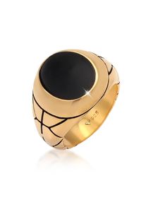 Siegelring Kuzzoi "Ring Herren Siegelring Oval Emaille 925er Silber" Gr. 54, gold, Fingerringe, Herren, 54, ohne Stein, Silber 925 (Sterlingsilber), 11mm, Siegelring