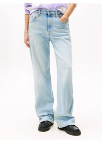 Straight-Jeans Tommy Jeans "Mia Mid Rise Relaxed Straight", Damen, Gr. 27, L&auml;nge 32, blau (denim ultra light), Denim/Jeans, Obermaterial: 99% Baumwolle, 1% Elasthan, unifarben, relaxed fit, Jeans Straight-Jeans