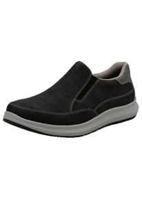 Slipper Rieker, Damen, Gr. 40, schwarz (schwarz, grau), Lederimitat, Basic, Schuhe Slipper, Slip-on-Sneaker, Halbschuh, Loafer, Freizeitschuh mit Gummizug