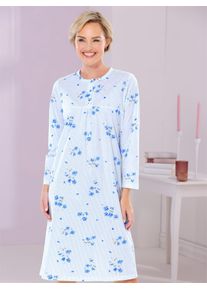 Nachthemd Comtessa "Nachthemd", Damen, Gr. 40/42, Normalgr&ouml;&szlig;en, blau (hellblau), 100% Baumwolle, bedruckt, gebl&uuml;mt, gemustert, mehrfarbig, Kleider Nachthemd